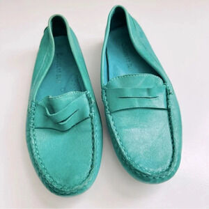 NWOT Rare Teal Chocolat Blu Suede Leather Driving Penny Loafers
